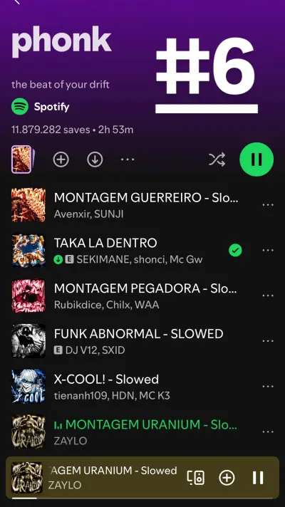 MONTAGEM URANIUM · Slowed in the sixth slot of Spotify’s phonk playlist