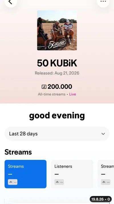 50 KUBiK at 200,000 all-time streams